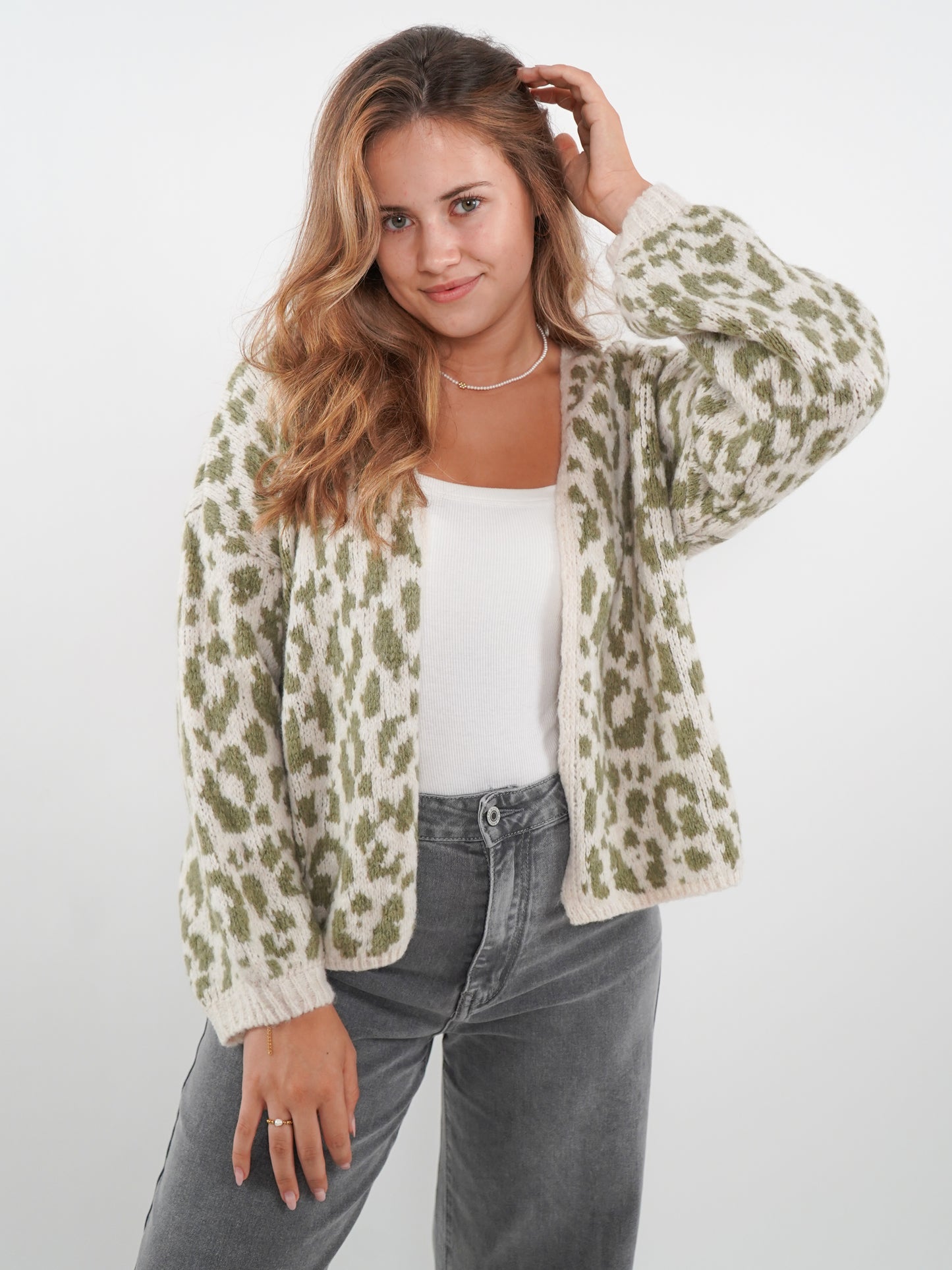 Knit Cardigan Leo - Khaki/Beige