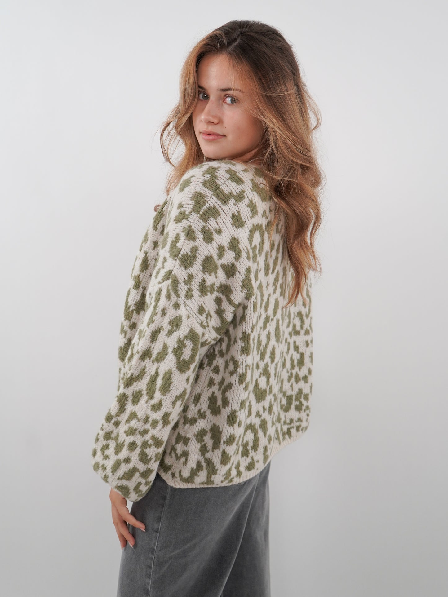 Knit Cardigan Leo - Khaki/Beige