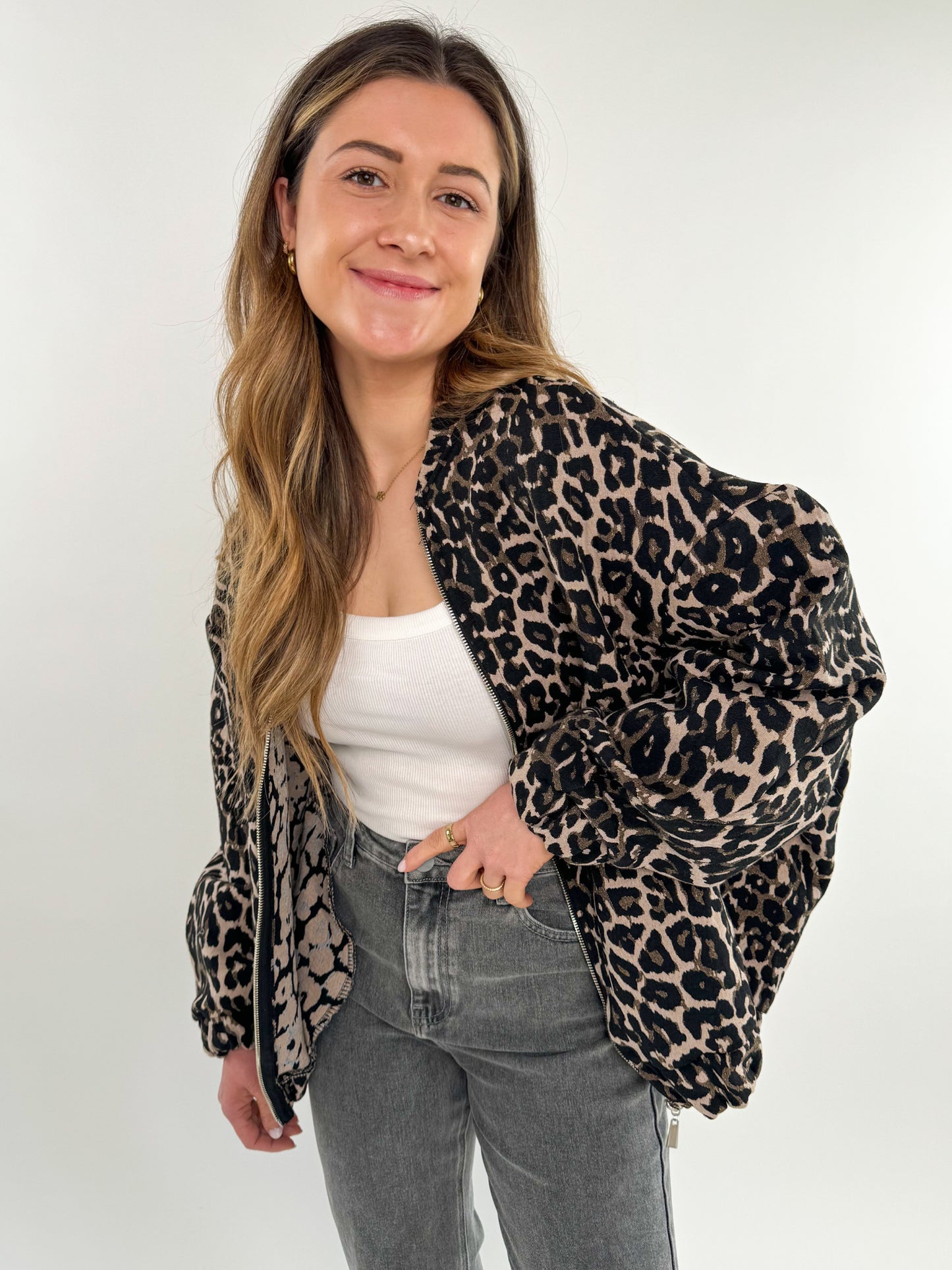 Bomberjacke Leopard - braun