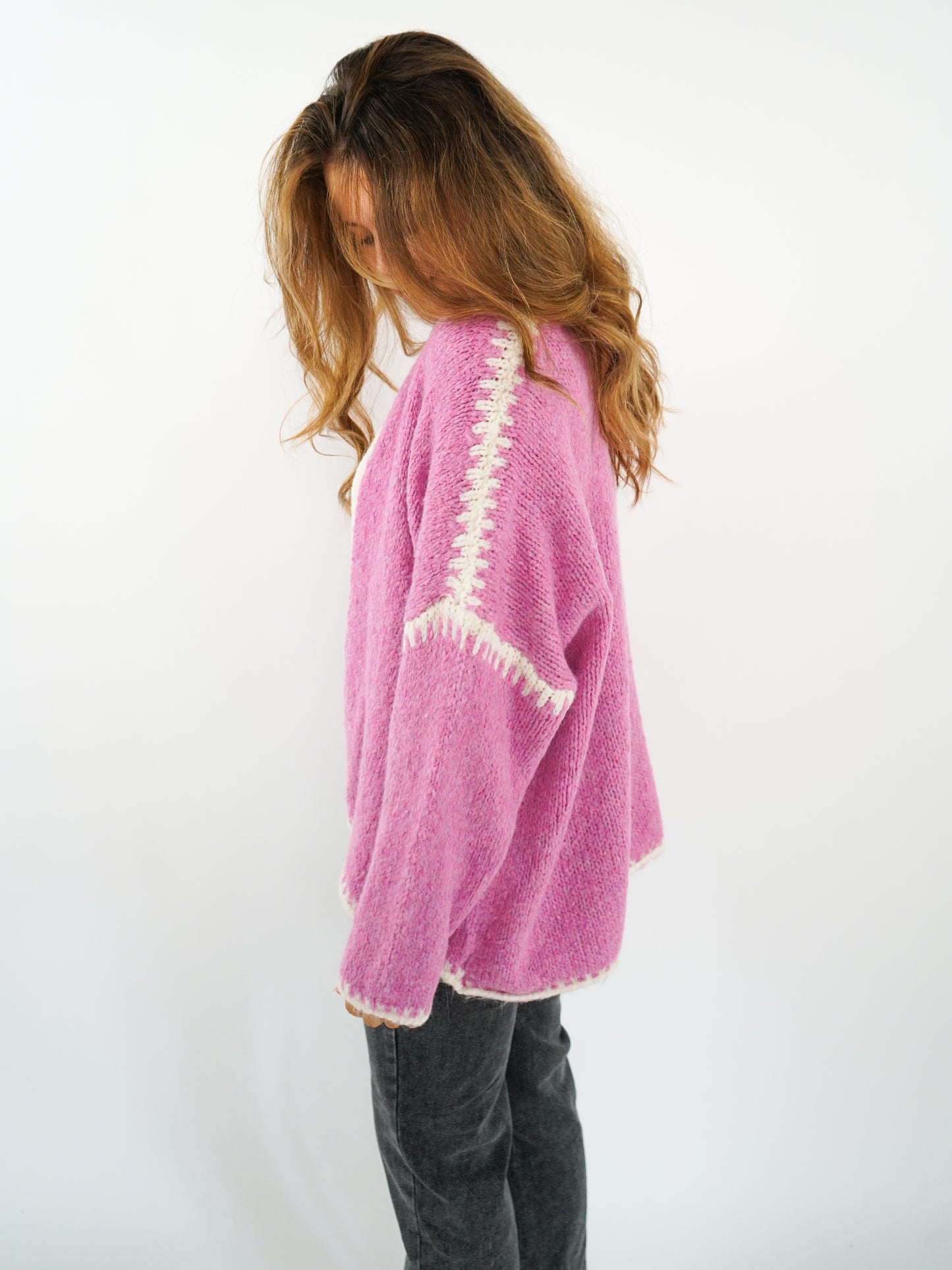 Knit Cardigan strawberry and cream - Pink