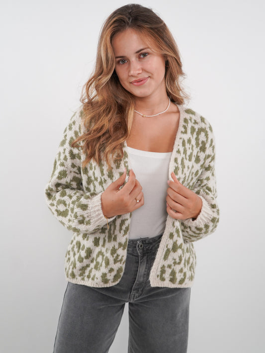 Knit Cardigan Leo - Khaki/Beige