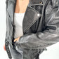 Leather Jacket - Grau / Schwarz