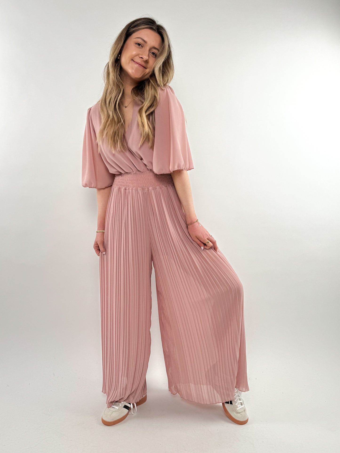 Einteiler Plissee Jumpsuit - Hellrosa