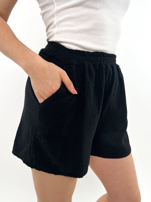 Musselin Shorts - schwarz