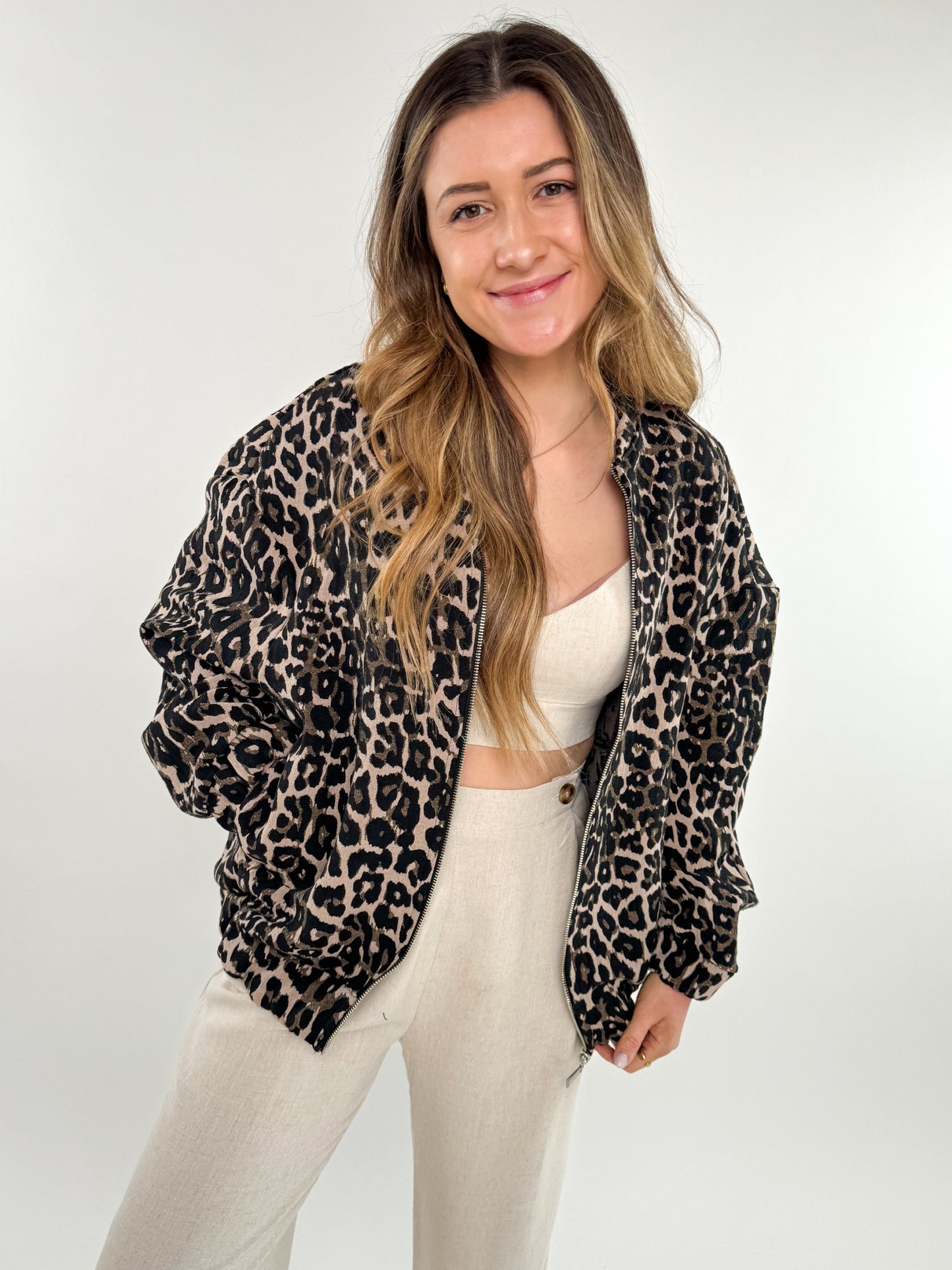 Bomberjacke Leopard - braun