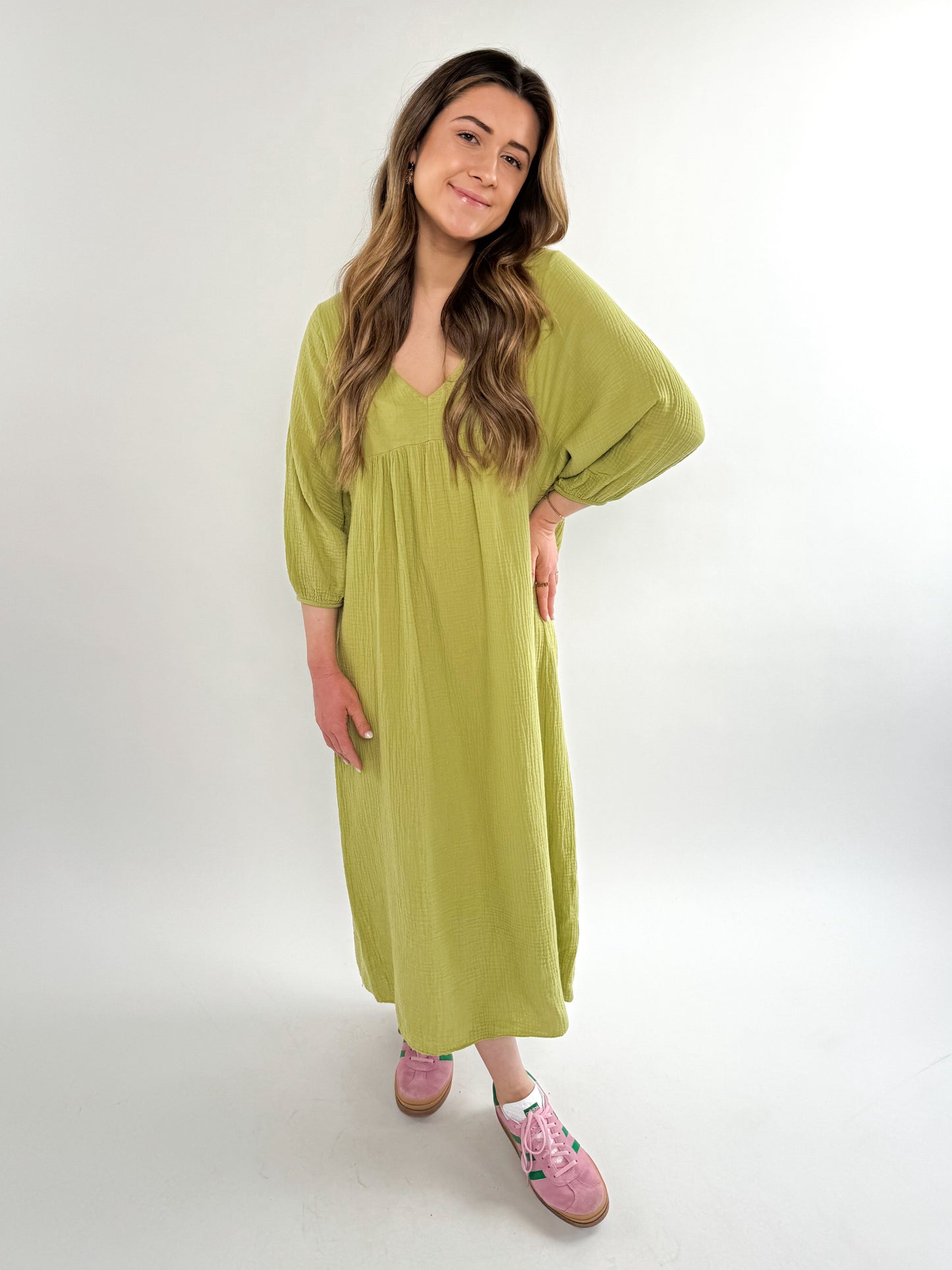 Musselin Midikleid Lotta - Moos green