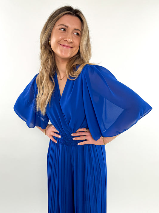 Einteiler Plissee Jumpsuit - blau