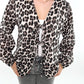 Leopard Cardigan Musselin Bow - beige