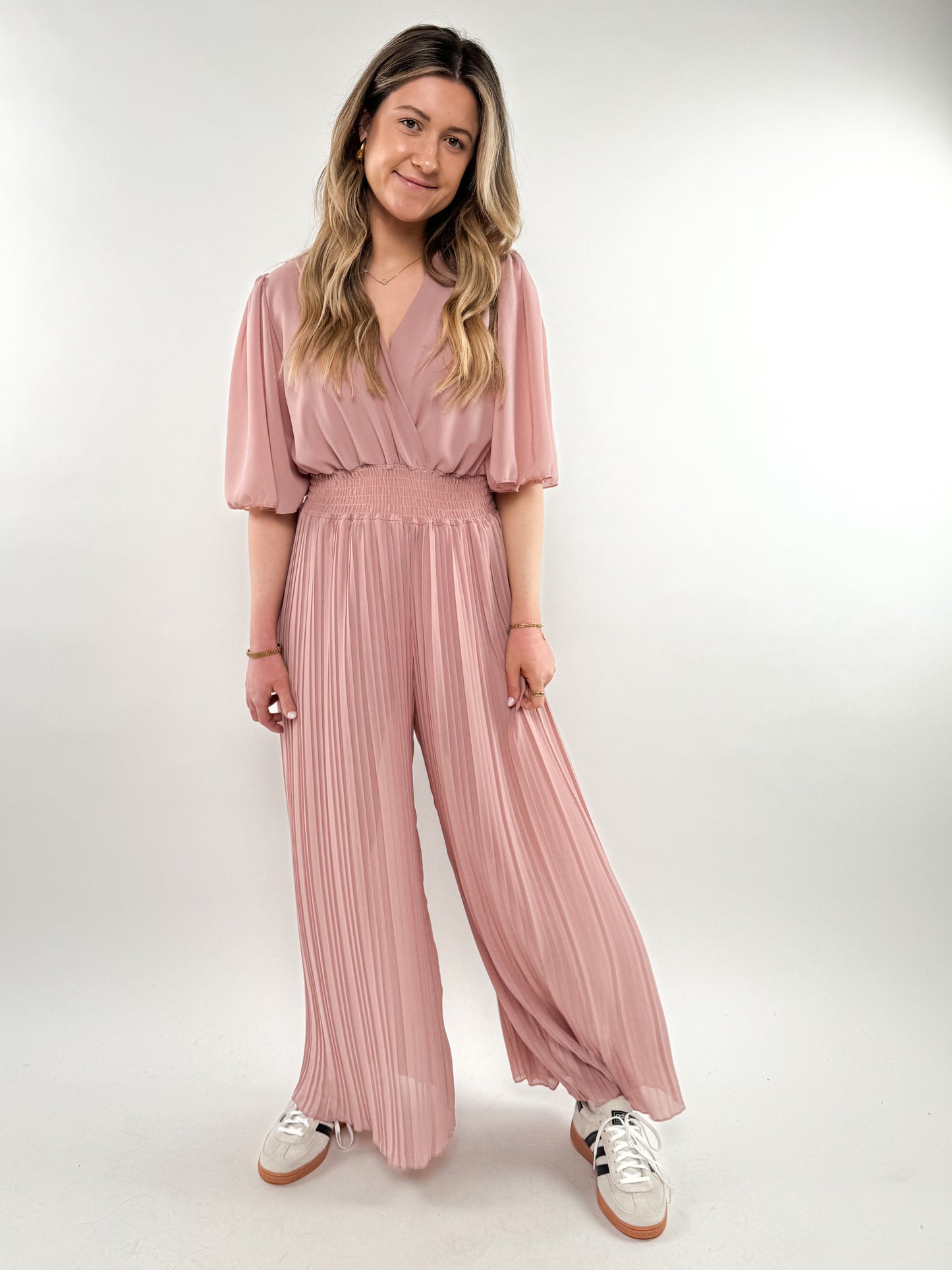 Einteiler Plissee Jumpsuit - Hellrosa