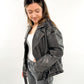 Leather Jacket - Grau / Schwarz