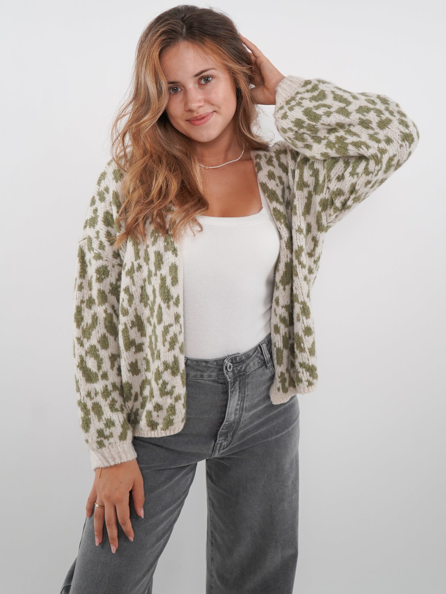 Knit Cardigan Leo - Khaki/Beige