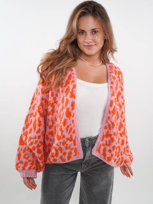 Knit Cardigan Leo - Rosa/Orange