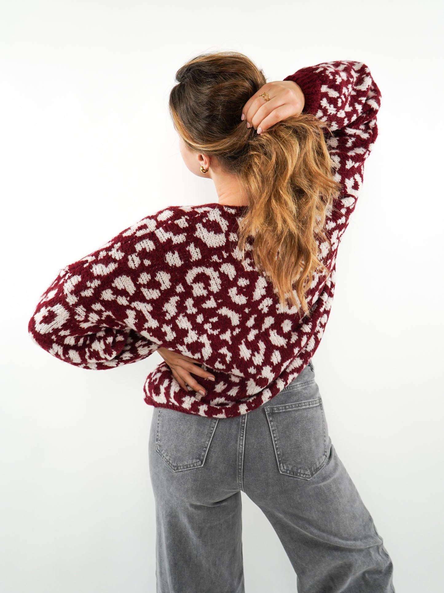 Knit Cardigan Leo Triple Bow - Dark Berry