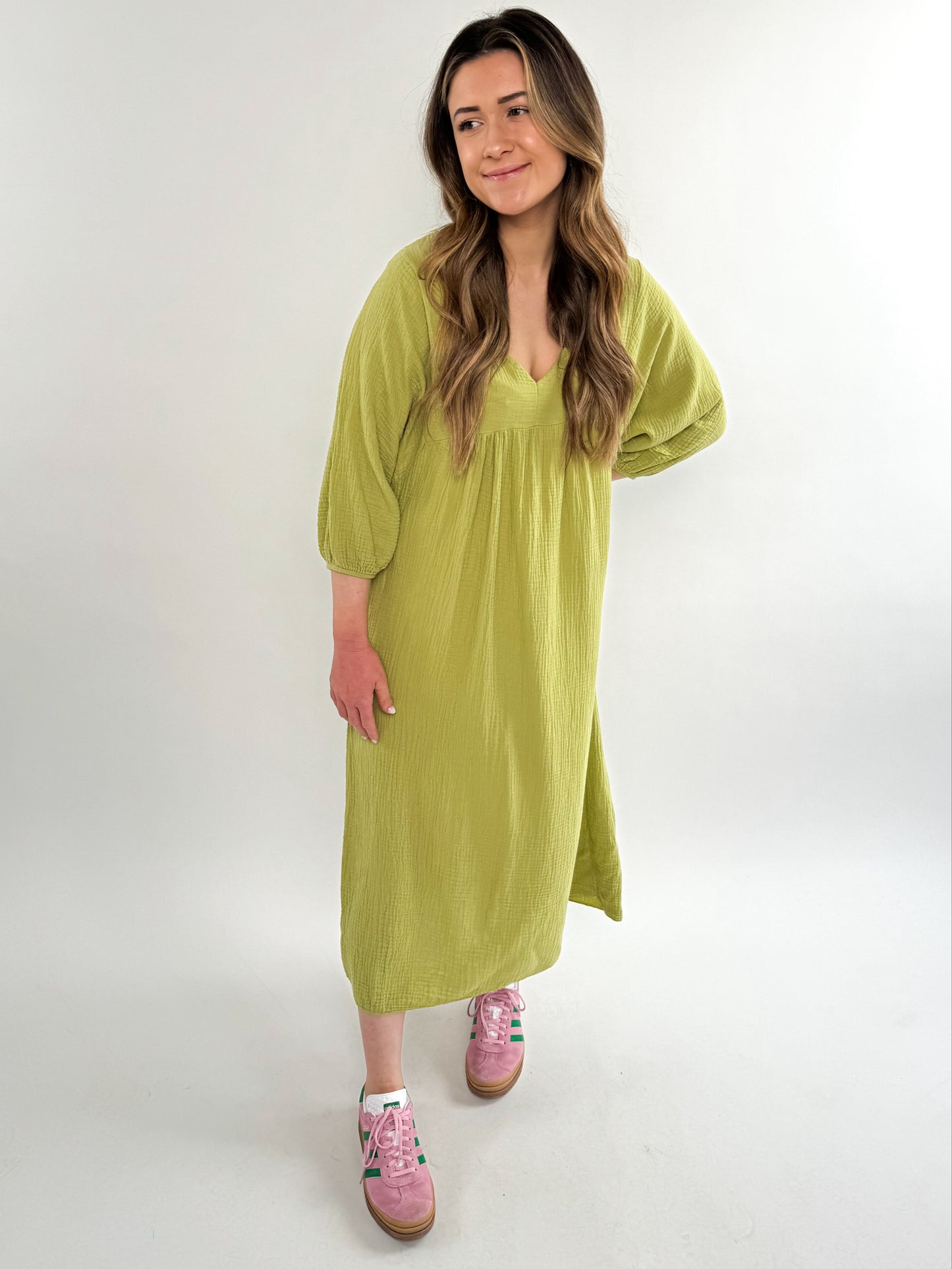 Musselin Midikleid Lotta - Moos green