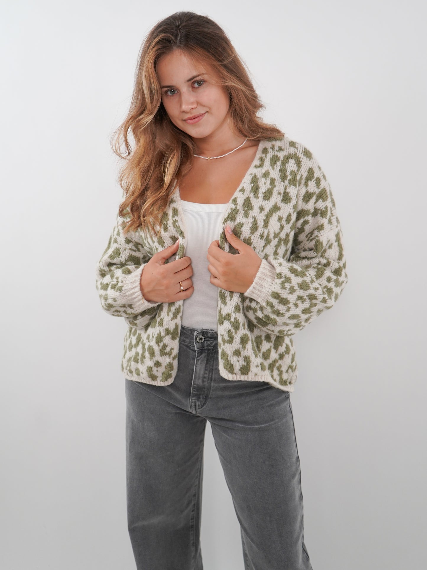 Knit Cardigan Leo - Khaki/Beige