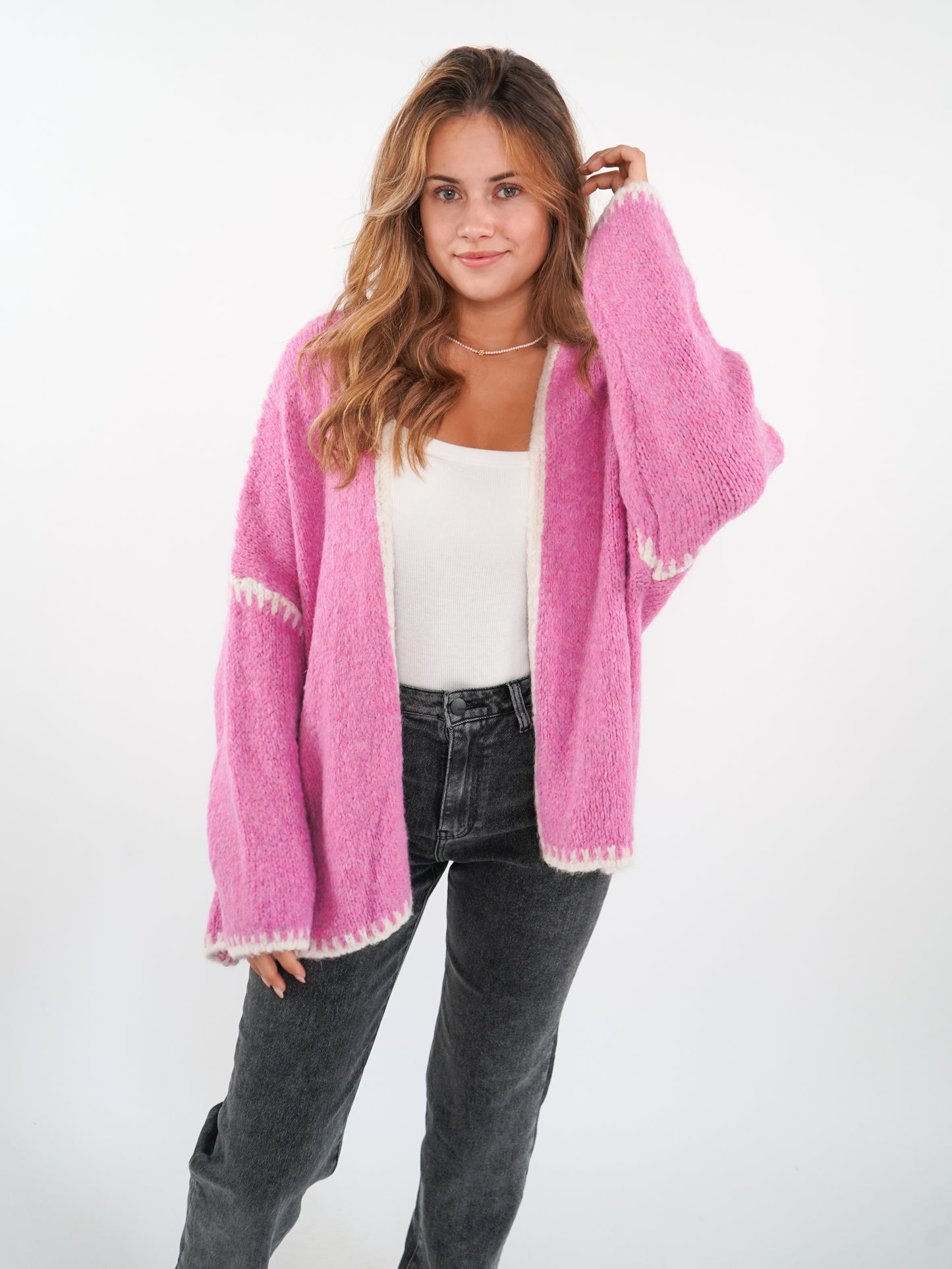 Knit Cardigan strawberry and cream - Pink