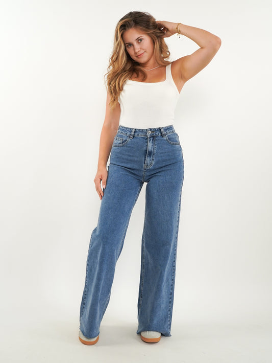 Wide Leg Jeans - Denim Blue