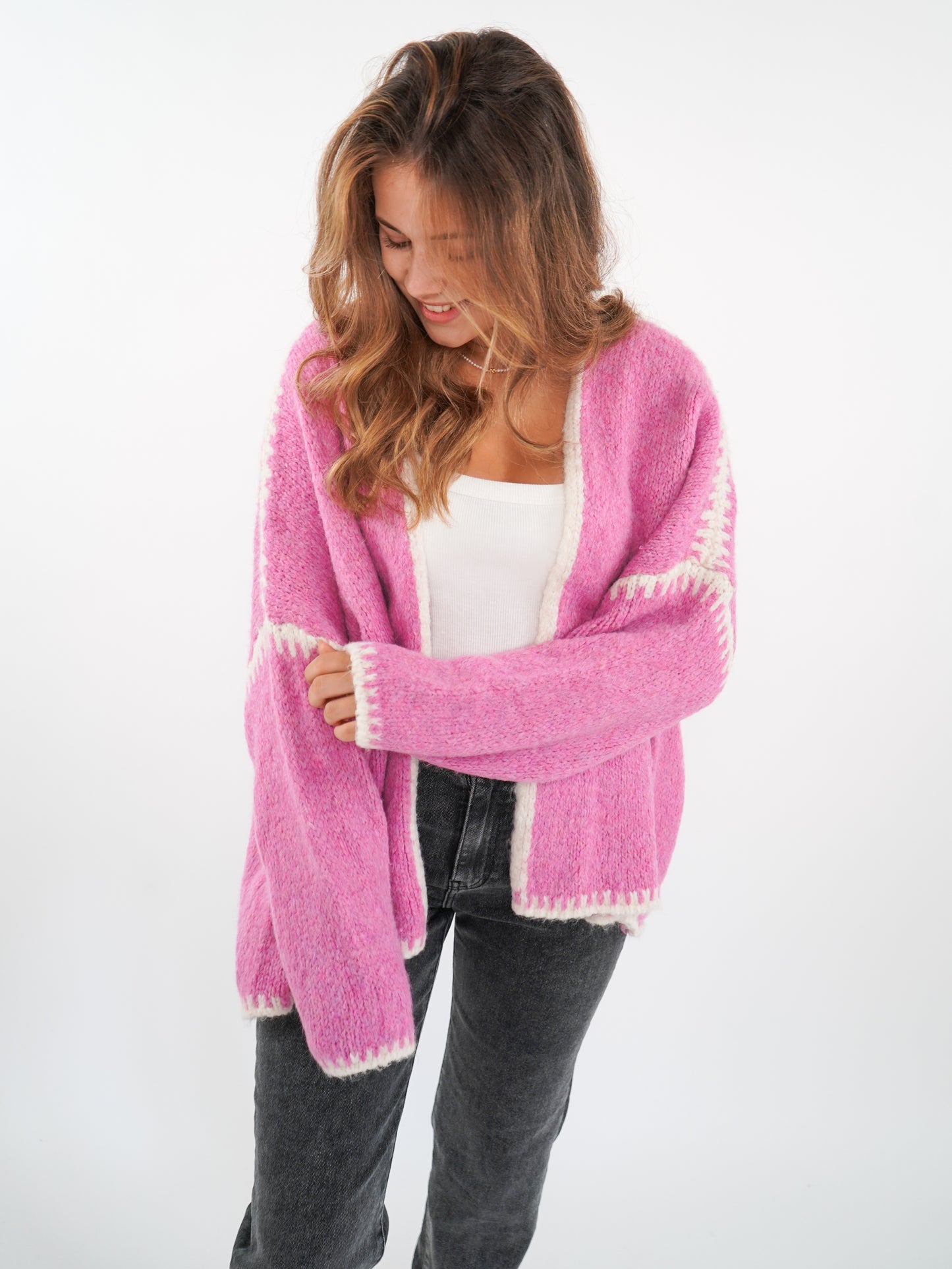 Knit Cardigan strawberry and cream - Pink