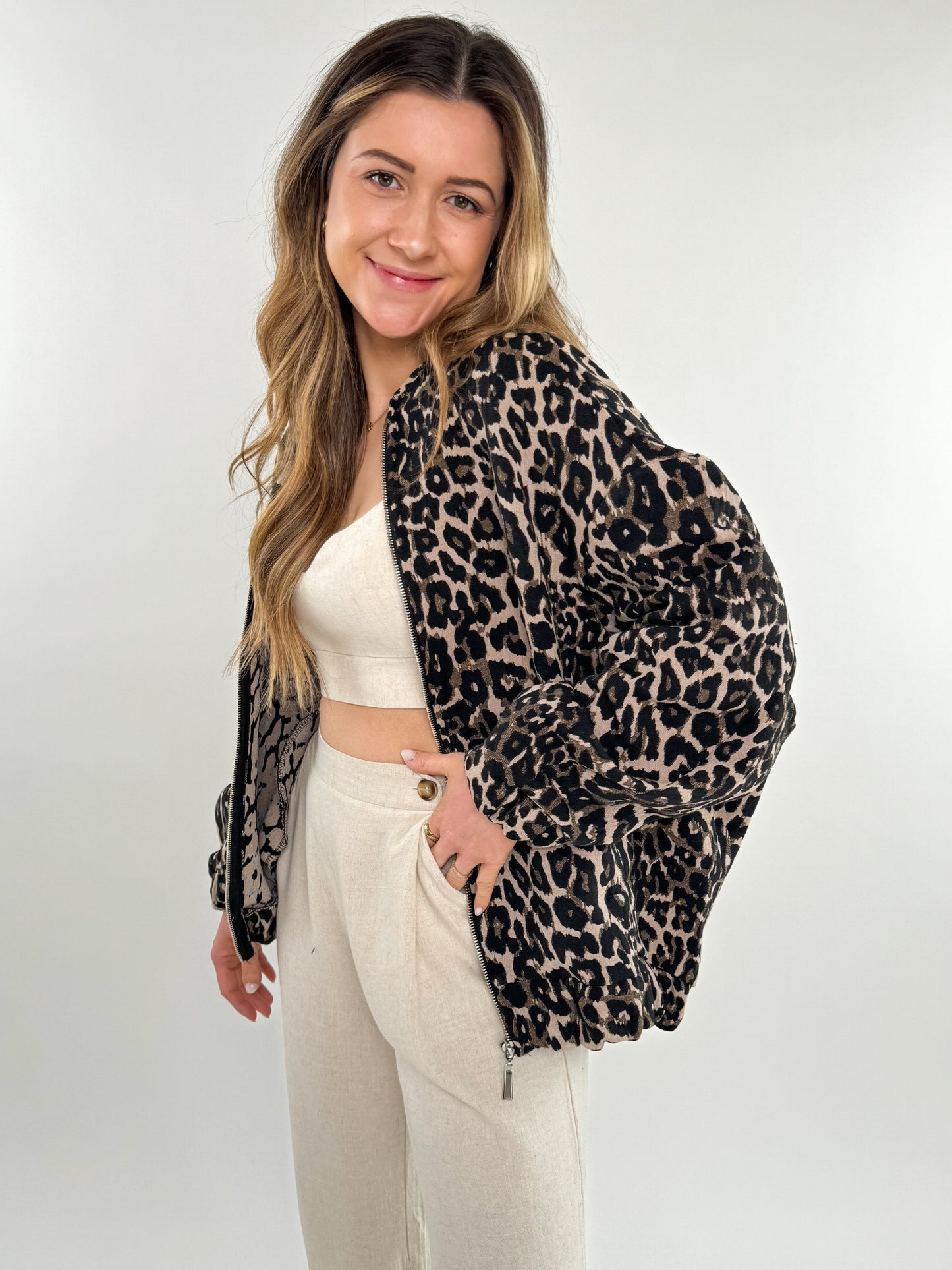 Bomberjacke Leopard - braun