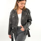 Leather Jacket - Grau / Schwarz