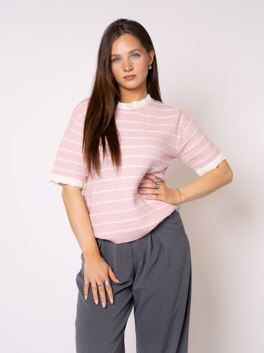 Stripe Knit Shirt Evelyn - Rosa