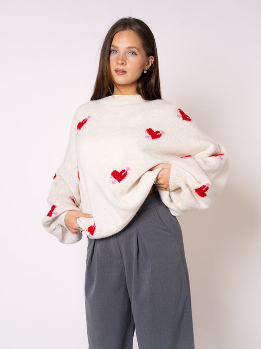 Arrow & Heart Sweater - Creme