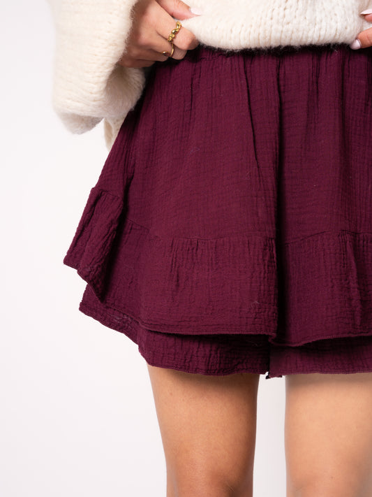 Cotton Skort - Bordeaux