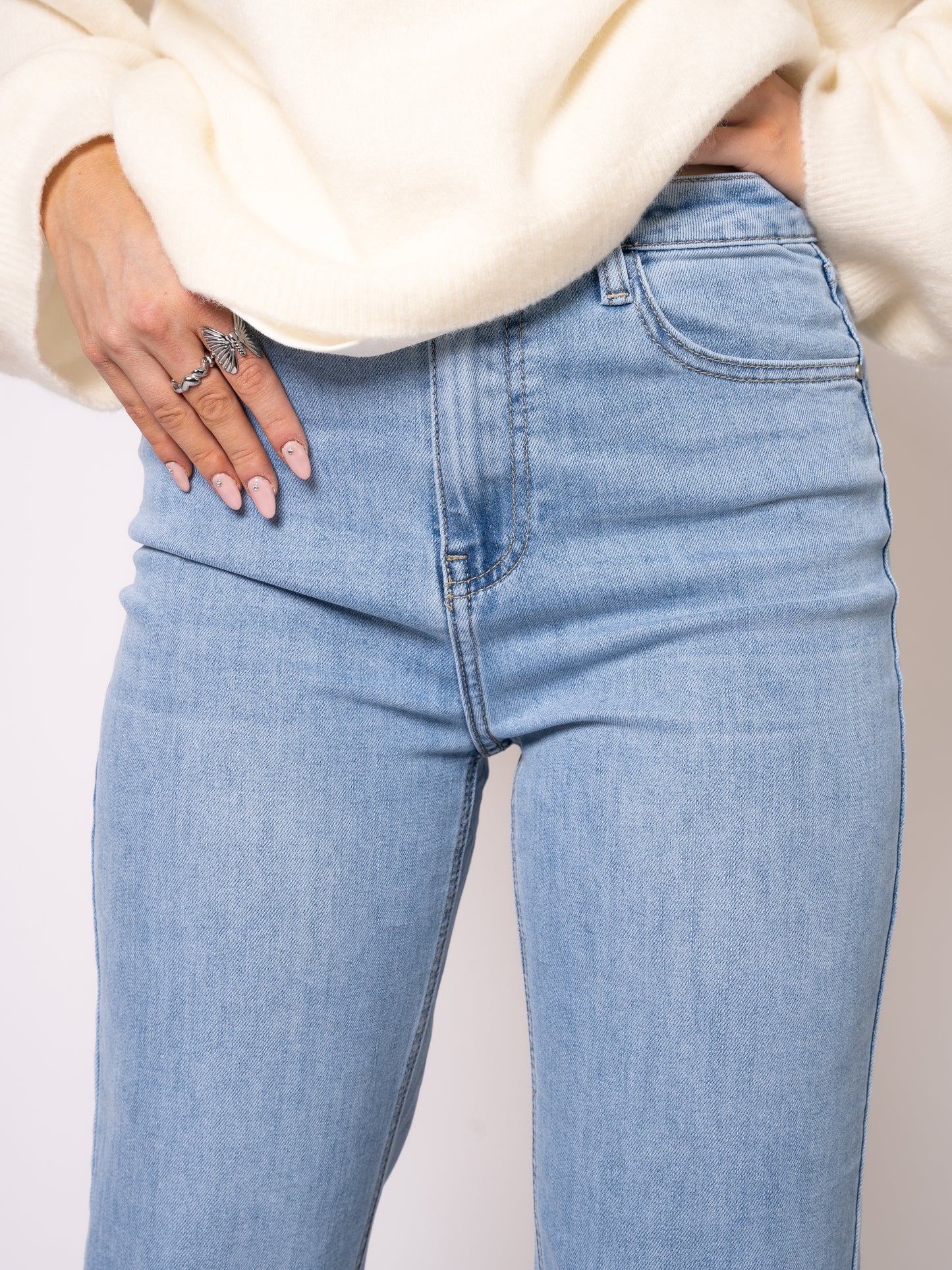 Straight Leg Jeans - Denim Blue