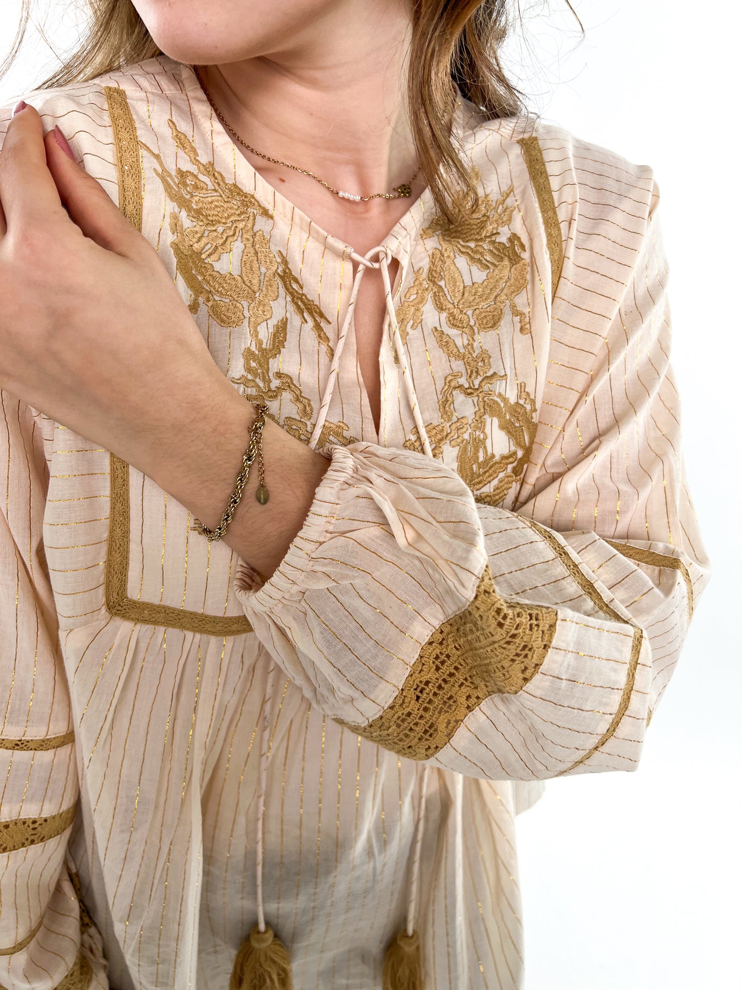 Boho Bluse Indi - beige/gold