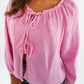 Musselin Bow Cardigan Mila - Rosa