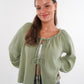 Musselin Bow Cardigan Mila - Khaki