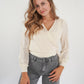 Soft Spitze Wickelbluse - Cremebeige