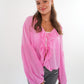 Bow Cardigan langarm - Pink