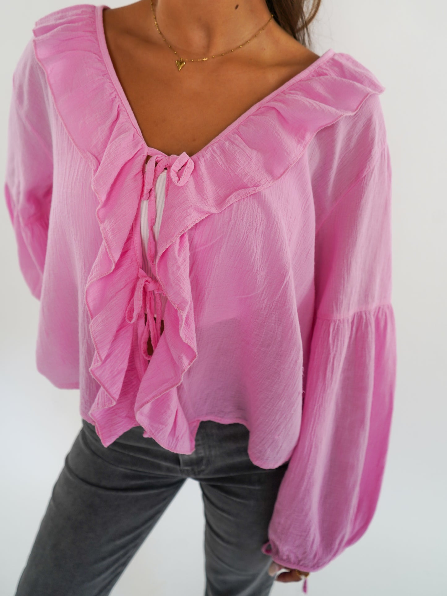 Bow Cardigan langarm - Pink