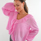 Bow Cardigan langarm - Pink