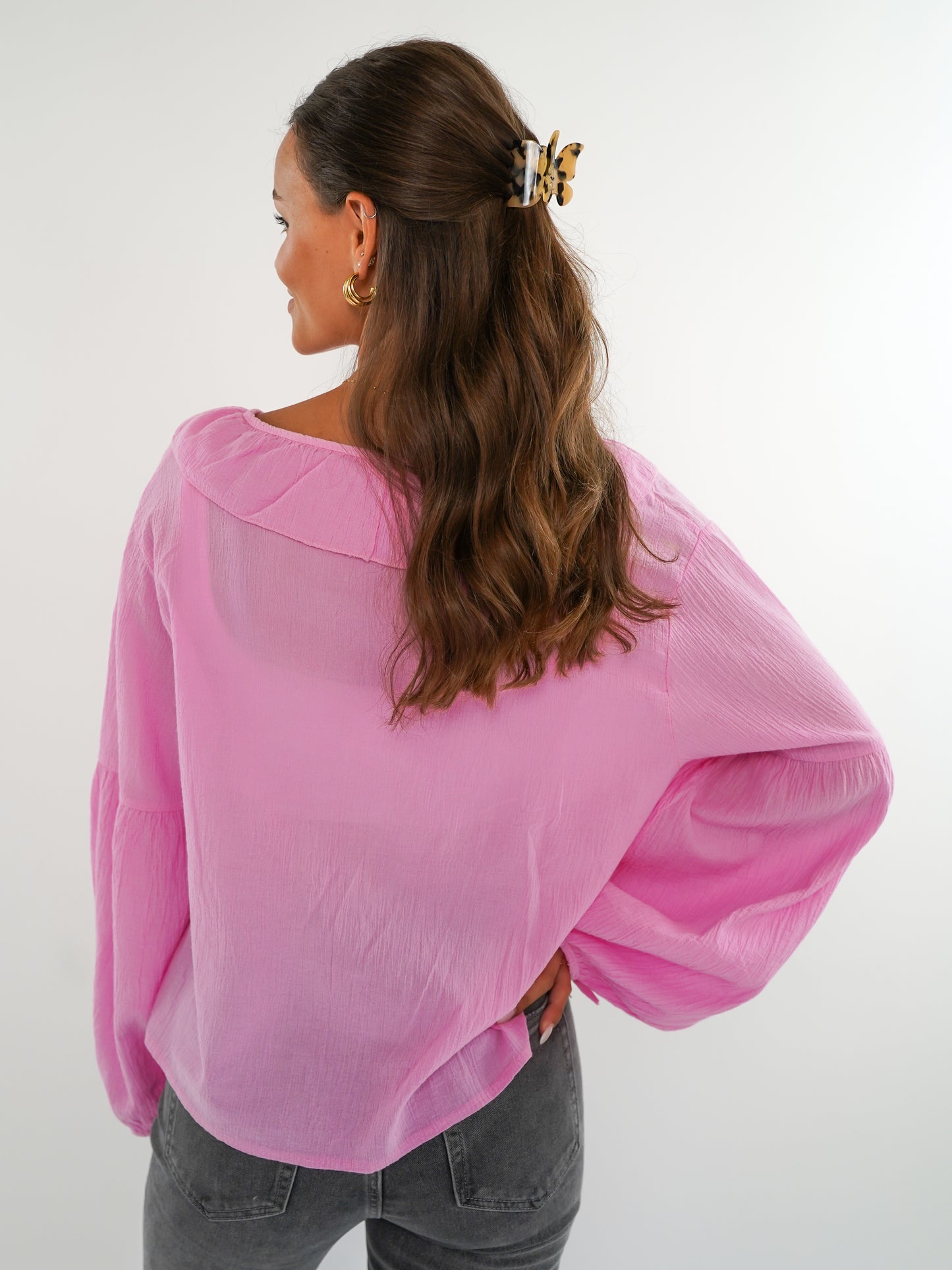 Bow Cardigan langarm - Pink