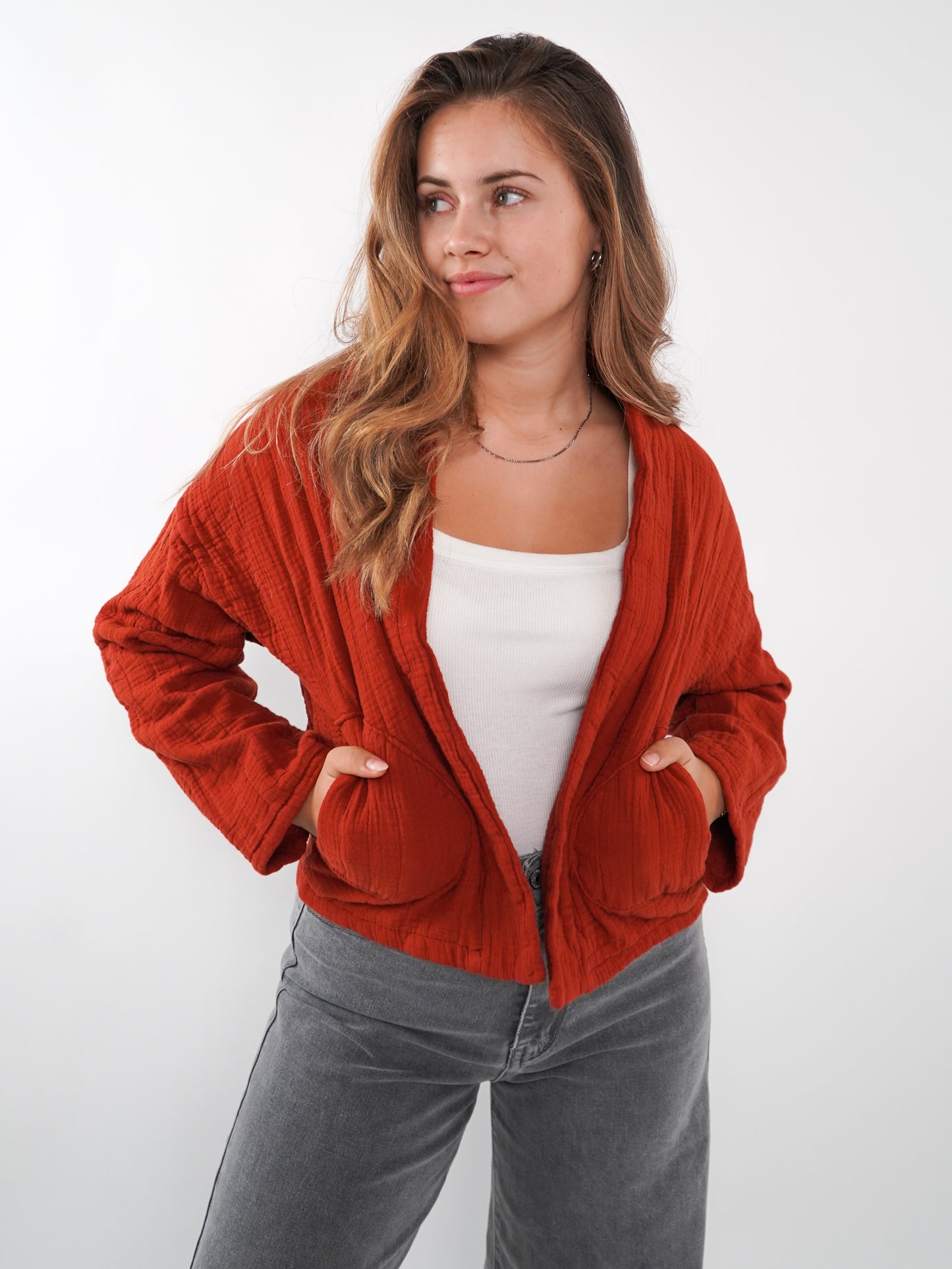 Musselin Steppjacke Valerie - Rostbraun