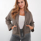 Musselin Steppjacke Valerie - Braun mit Grau