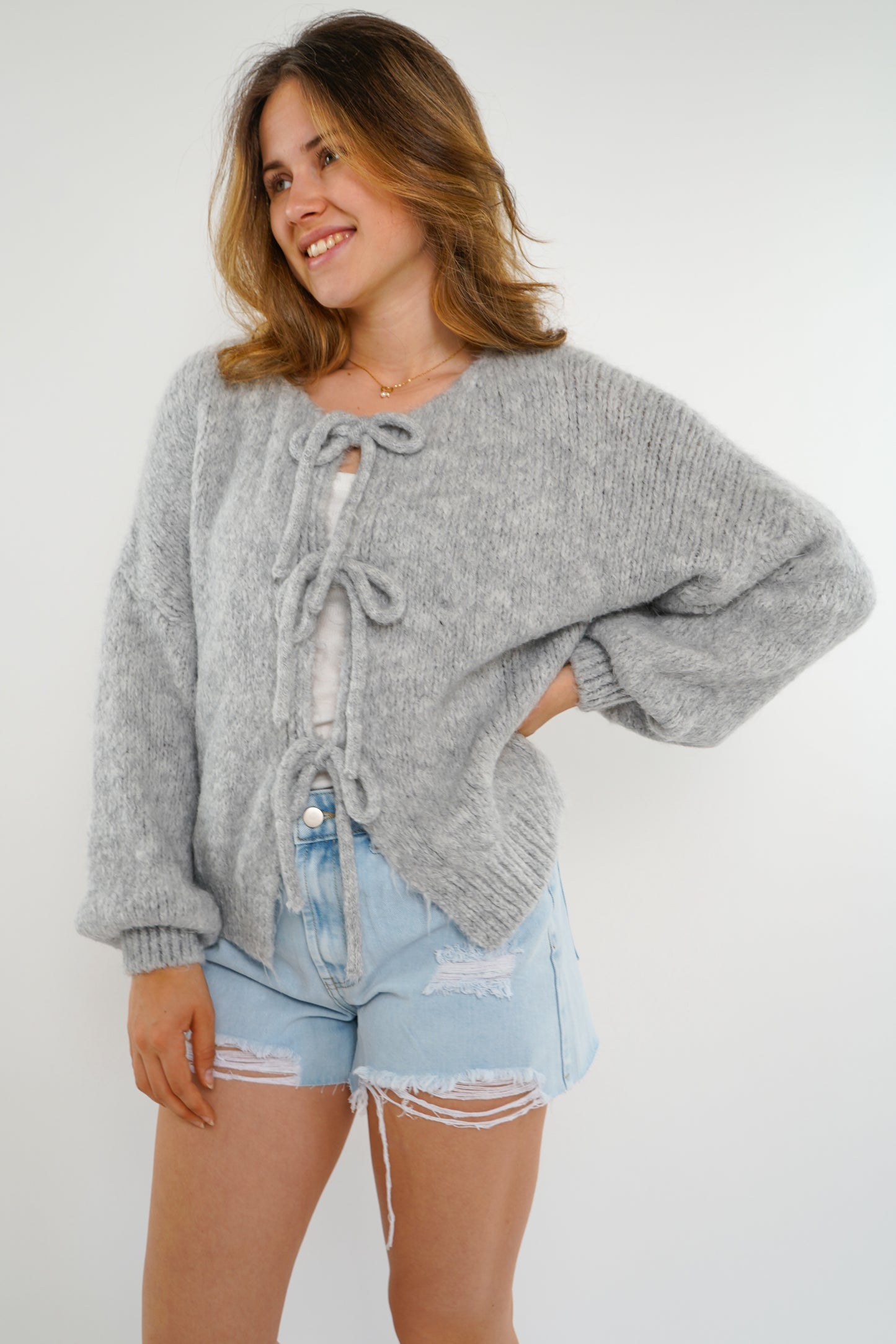 Summer Knit Bow - grau