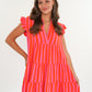 Musselin Hängerkleid Emma Stripes - Pink/Orange