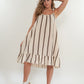 Musselin Trägerkleid Wide Stripes - Creme/Braun