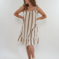 Musselin Trägerkleid Wide Stripes - Creme/Braun