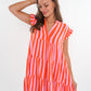 Musselin Hängerkleid Emma Stripes - Rosa/Orange