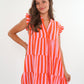 Musselin Hängerkleid Emma Stripes - Rosa/Orange