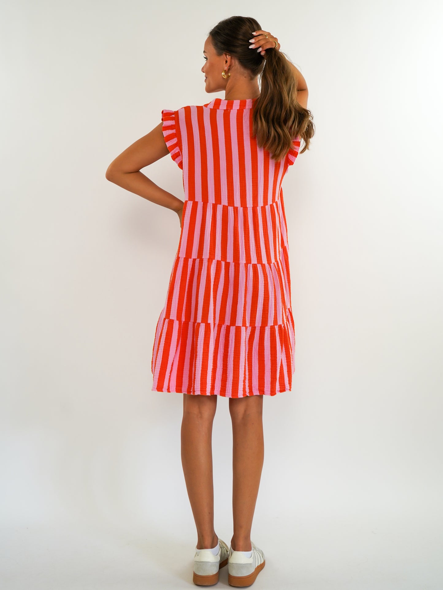 Musselin Hängerkleid Emma Stripes - Rosa/Orange