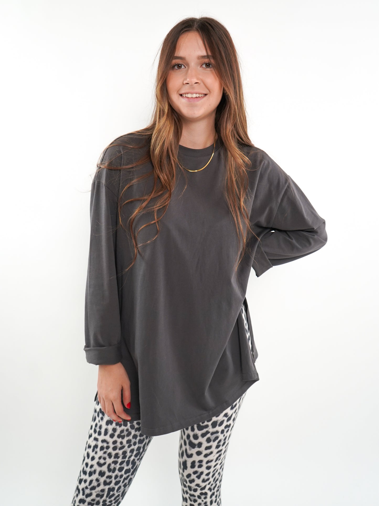 Basic longshirt langarm - Anthrazit