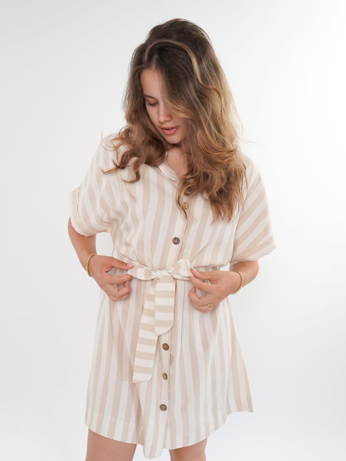 Minikleid Stripes Finja - Beige