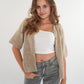 Strickjacke Kurzarm Ina - Beige