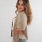 Strickjacke Kurzarm Ina - Beige