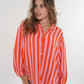 Musselinbluse Bold Stripes kurz - Rosa/Orange